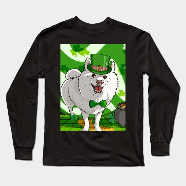 American Eskimo Dog St Patricks Day Leprechaun Long Sleeve T-Shirt by Noseking